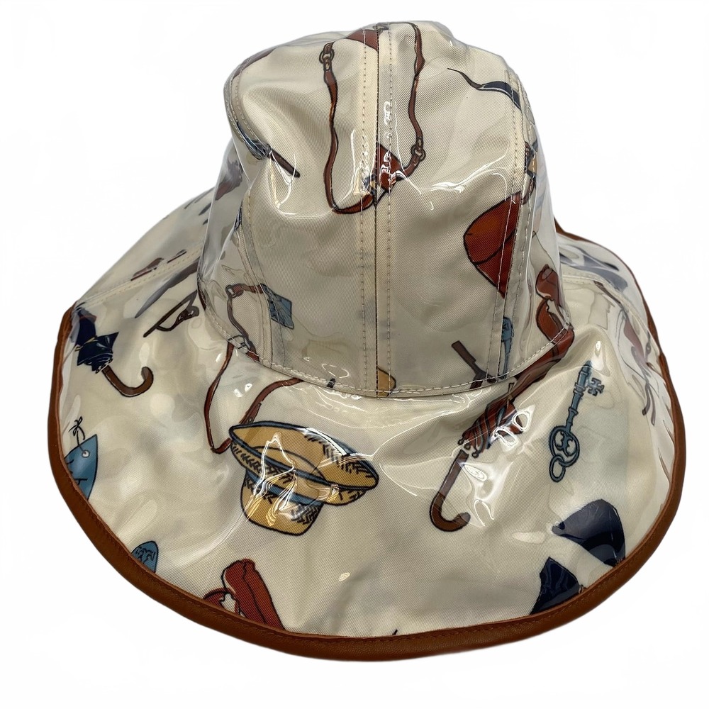 Tory Burch Cream Brown PVC Hat | One Size Regular